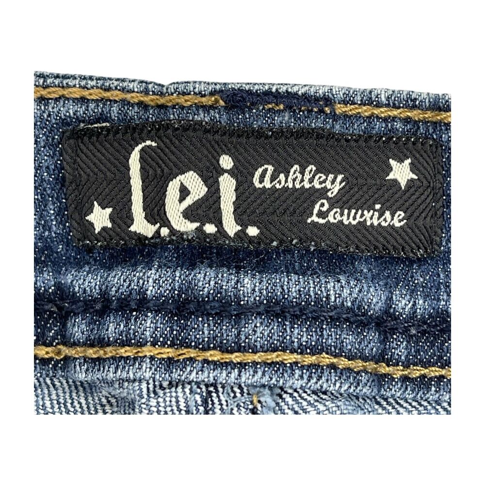 L.e.i. Boyfriend Shorts Girls 11 Blue Denim Stretch Frayed Hem Ashley Low-Rise - Picture 4 of 6